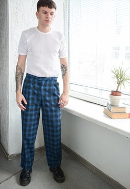 Vintage Blue Checked Trousers