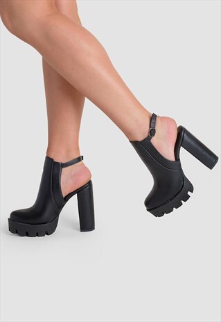 ELISE PLATFOM BIKER BOOT IN BLACK FAUX LEATHER