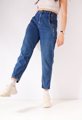 VINTAGE LEE TAPERED MOM JEANS MID BLUE