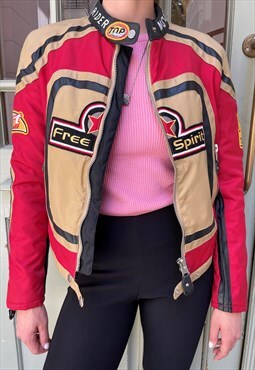 Vintage Cool Attitude Red Beige Women's Racing Jacket 