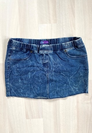 VINTAGE 90'S/Y2K FAUX DENIM MINI SKIRT