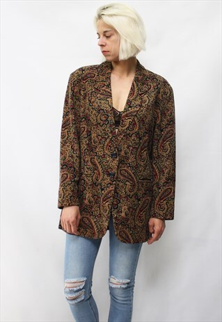 VINTAGE 90' UNIQUE BEAUTIFUL BLACK CORDUROY JACKET