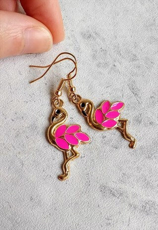 ENAMEL FLAMINGO EARRINGS