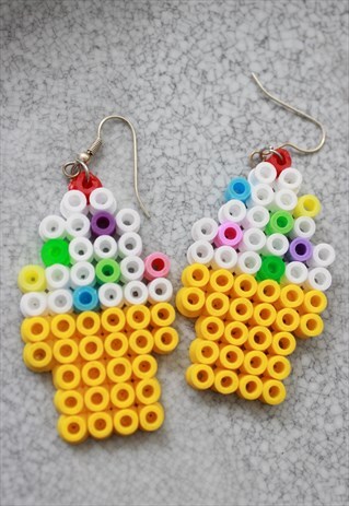 ICE CREAM HANDMADE HAMA BEADS EARRINGS