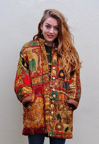 VINTAGE GOLD INDIAN COTTON BOHO JACKET