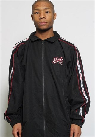 VINTAGE KARL KANI TAPE LOGO TRACK JACKET BLACK