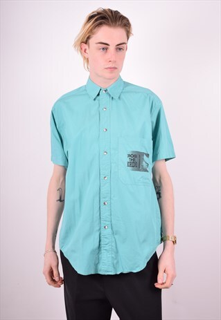 WRANGLER MENS VINTAGE SHIRT SMALL GREEN 90'S