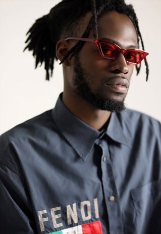 RED SUMMER 90S Y2K SLIM CAT EYE SUNGLASSES SHADES