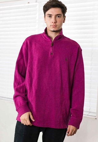 VINTAGE POLO RALPH LAUREN 1/4 ZIP JUMPER LOGO 90S XXL 23.2