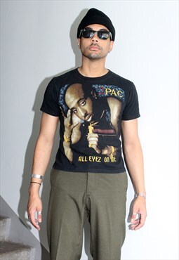 Vintage 90s All Eyez On Me 2Pac Tupac Shakur Black T-Shirt