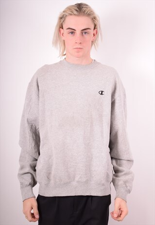 CHAMPION MENS VINTAGE SWEATSHIRT JUMPER LARGE GREY 90S