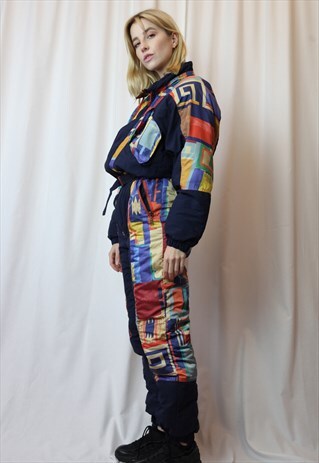 VINTAGE 80'S SKI JUMPSUIT MULTICOLORED SIZE S