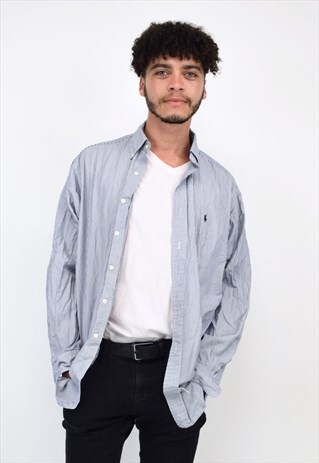 VINTAGE 90S RALPH LAUREN NAVY STRIPE SHIRT