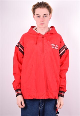 CHAMPION MENS VINTAGE PULLOVER JACKET MEDIUM RED 90'S