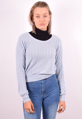 BENETTON WOMENS VINTAGE JUMPER SWEATER MEDIUM BLUE 90S