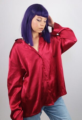 VINTAGE SMOOTH DARK PINK BLOUSE / PYJAMA TOP