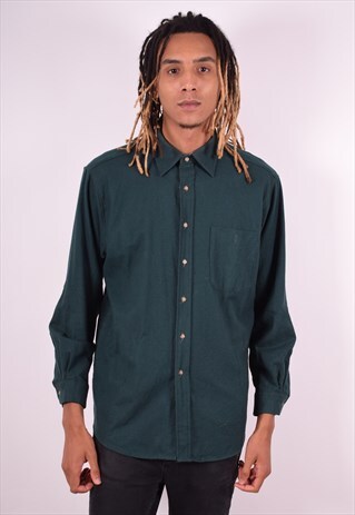 PENDLETON MENS VINTAGE FLANNEL SHIRT LARGE GREEN 90S