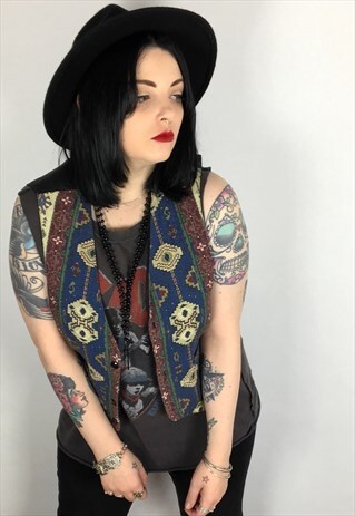 VINTAGE 90'S ABSTRACT PRINT WAISTCOAT.
