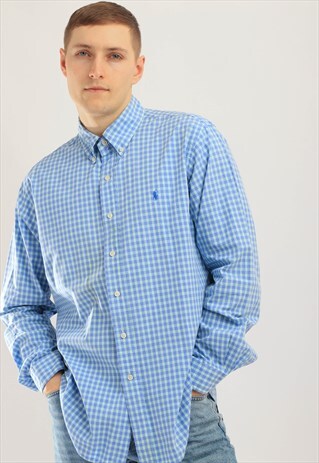 VINTAGE POLO RALPH LAUREN SHIRT BLUE