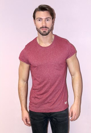 VINTAGE 90S SUPERDRY BURGUNDY DISTRESSED FESTIVAL T SHIRT