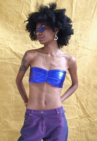 PURPLE METALLIC BOOB TUBE TOP