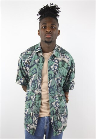 VINTAGE FUNKY GREEN PATTERNED SHIRT