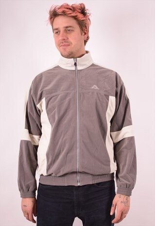 KAPPA MENS VINTAGE TRACKSUIT TOP JACKET XL GREY 90S