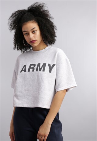 VINTAGE REWORKED ARMY CROPPED SWEATSHIRT Z453