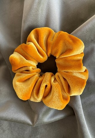 HANDMADE YELLOW VELOUR SCRUNCHIE HAIR TIE
