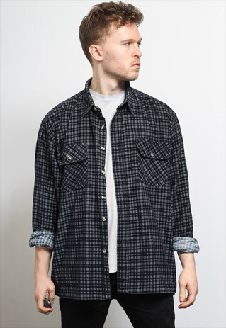 VINTAGE CORDUROY CORD SHIRT BLUE