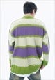 STRIPE CARDIGAN ZEBRA JUMPER KOREAN KNITTED TOP IN GREEN