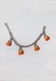 DEADSTOCK SILVER/ORANGE ENAMEL BAGS CHARM CHAIN BRACELET