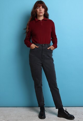 90S VINTAGE FADED BLACK HIGH WAIST JEANS