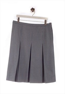 Vintage Burberry  Midi Skirt Pleated Look Grey/Blue/Brown