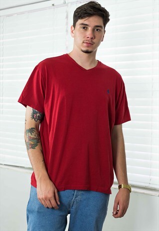 VINTAGE POLO RALPH LAUREN T-SHIRT LOGO 90S L 6.5
