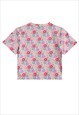 STAR PRINT CROP TOP SHORT T-SHIRT TUMMY EXPOSING TOP IN PINK