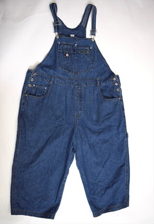 VINTAGE 90S LA BLUE BLUE DENIM CROPPED DUNGAREES