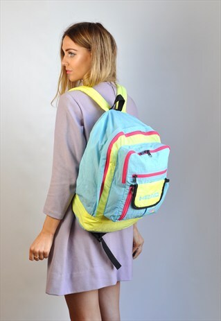VINTAGE 90S NEON SPORTS HEAD RUCKSACK