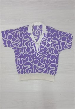 70's Vintage Jacques Vert Crop Top Purple White