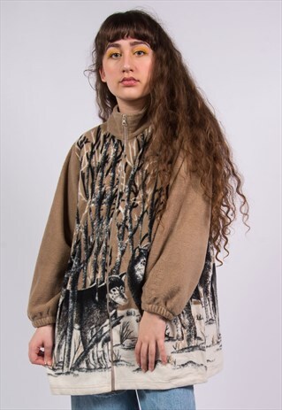 VINTAGE 90'S WOLVES PRINT FLEECE