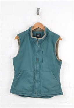 Vintage Workwear Vest Waistcoat Sherpa Lined Teal Ladies M