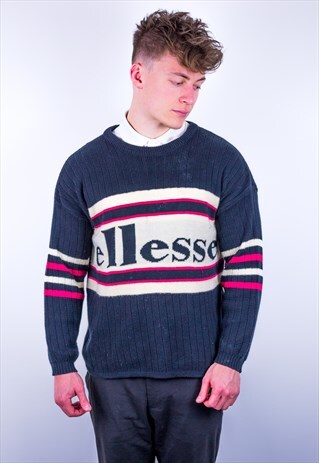 VINTAGE ELLESSE STRIPED SPELL OUT JUMPER
