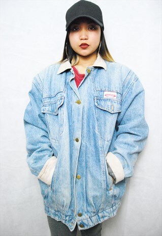 CORDUROY COLLAR FLEECE LINED DENIM JACKET (1990'S/SHERPA)