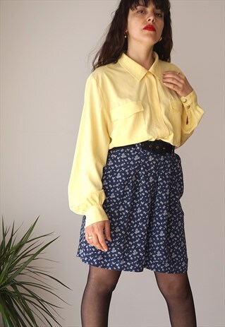 VINTAGE 80S LONG SLEEVE ROMANTIC YELLOW SHIRT