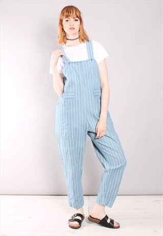 VINTAGE 80S STRIPE DENIM OVERALL DUNGAREES