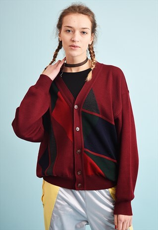 90'S RETRO OVERSIZED SLOUCHY DADS KNIT CARDIGAN