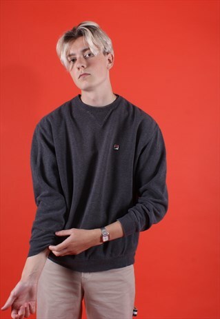 ASPHALT GREY FILA EMBROIDERED SWEATSHIRT