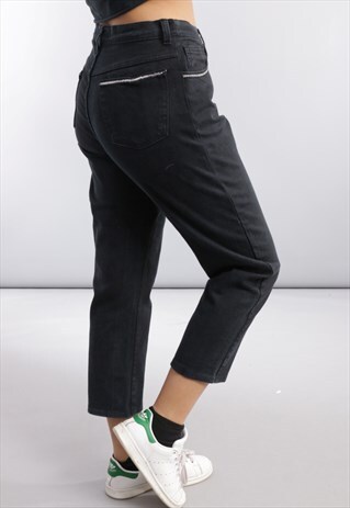 VINTAGE BLACK HIGH WAISTED MOM JEANS JN18