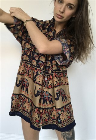 PATTERNED OVERSIZED RETRO VINTAGE UNISEX FESTIVAL SHIRT