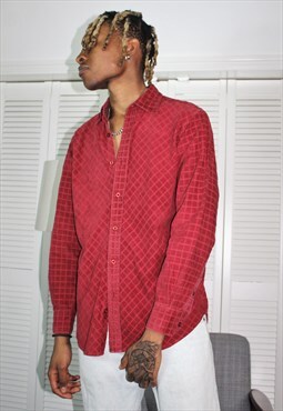Vintage 90s Red Corduroy Casual Shirt in Medium